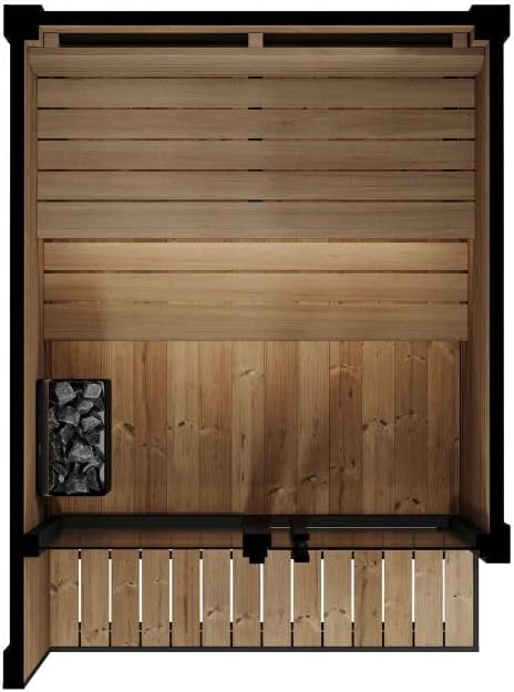 GL4 Outdoor Sauna Kit, Garden Luxury-Series Outdoor DIY Sauna Kit, Thermo-Spruce, up to 4 Persons Bundles (Sauna Heater and Sauna Stones Included) (Harvia The Wall SW60 - Black Steel)