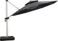 PURPLE LEAF 13 Feet Double Top Round Deluxe Patio Umbrella Offset Hanging Umbrella Outdoor Market Umbrella Garden Umbrella, Grey