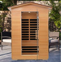 Far Infrared Sauna Home Sauna Outdoor Sauna for 2 Person, Dry Sauna with Low EMF 1950W,with Towel Rack and Cup Holder,Canadian Hemlock Wood