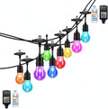 Auroraworld 105FT RGB Outdoor String Lights, Dimmable Color Changing Waterproof LED Patio Lights with Remote, 32 Shatterproof Bulbs for Backyard Garden Party Decor