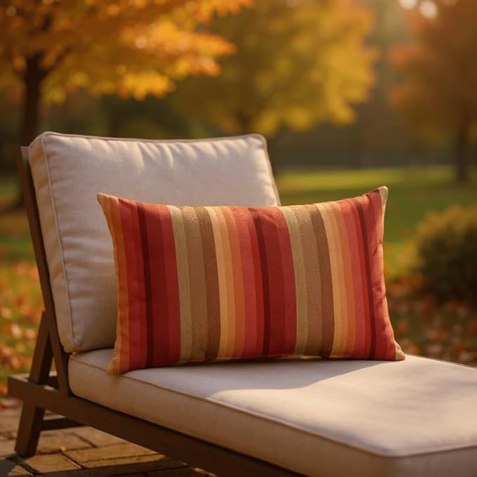 RSH DECOR: Sunbrella Pillow Covers Set of 4 | Covers Only - 20" x 12" | Outdoor Lumbar Pillow Covers Crafted with Sunbrella Performance Fabric | Astoria Sunset