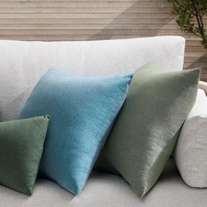 RSH DECOR: Sunbrella Square Throw Pillows Set of 4 | 24" x 24" | Water and Fade-Resistant Performance Fabric | Outdoor Pillow Covers with Down-Alternative Inserts | Canvas Taupe