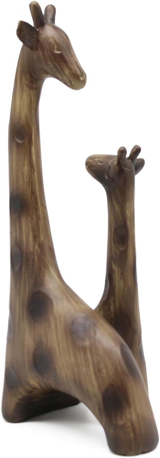 Lukitas Giraffes Statue and Sculpture Decor, Mom-and-Baby Giraffe Figurine, Creative Desktop Decorative Ornaments, Resin 11.5''