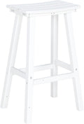 nalone 29 Inch Outdoor Bar Stool, HDPE Bar Chairs with Footrest, Weather Resistant Waterproof Bar Stools Outside Bar Height Stools for Bar, Kitchen Counter, Yard, Balcony(White, 29'' Barstools)