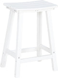 nalone 24 Inch Outdoor Bar Stool, HDPE Bar Chairs with Footrest, Weather Resistant Waterproof Bar Stools Outside Bar Height Stools for Bar, Kitchen Counter, Yard, Balcony(White, 24'' Barstools)