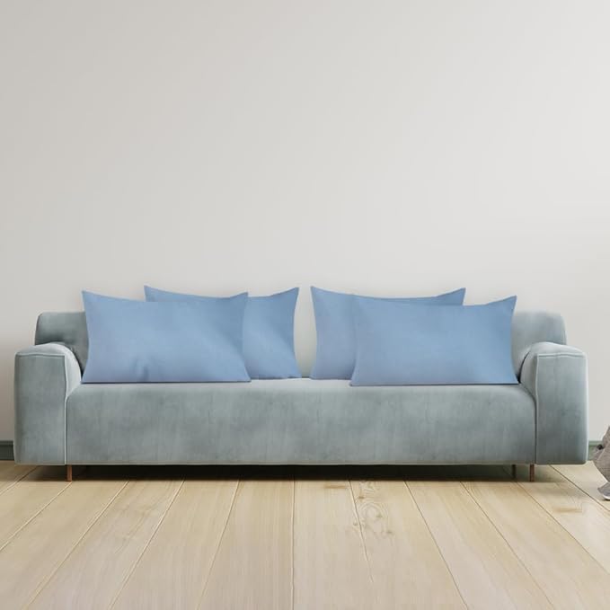 Covers & All Premium Square Throw Pillow Inserts with Covers Set of 4, 12 x 20 Inches Sky Blue, Decorative Cushions for Couch Sofa Home Decor Office Travel UV Resistant Waterproof Soft Cushions