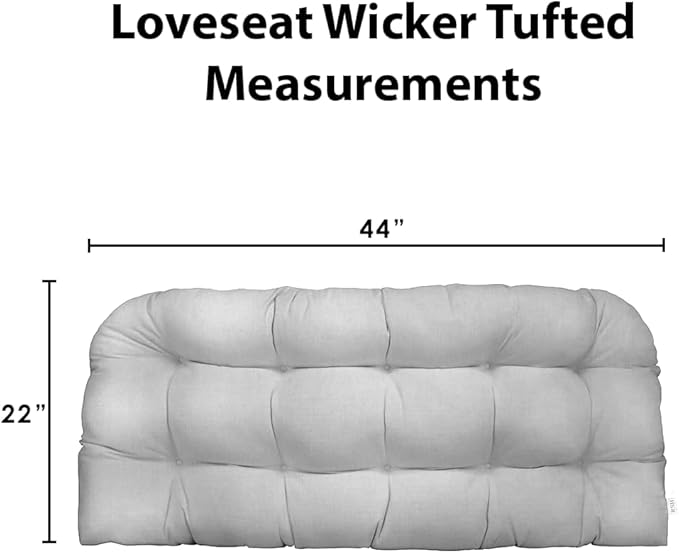 RSH DECOR: Sunbrella Tufted Wicker Loveseat Cushion | 44" x 22" | Water and Fade-Resistant Performance Fabric | Outdoor Settee Cushion for Patio Furniture | Canvas Melon