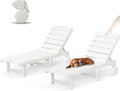Outdoor Chaise Lounge Chairs Set of 2, 2-Piece, 26.8” Super Wide Lounge Chair Outdoor, HDPS Pool Chairs with 5 Positions, Patio Lounge Chair with Wheels for Pool,Lawn,Backyard, White