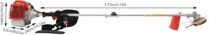 Gas Weed Eater, 43CC 2-Stroke Engine Weed Trimmer Brush Cutter Lawn Edge 8500RPM Air-Cooled Multi Functional Gas Powered String Trimmer for Agriculture Forestry & Landscaping