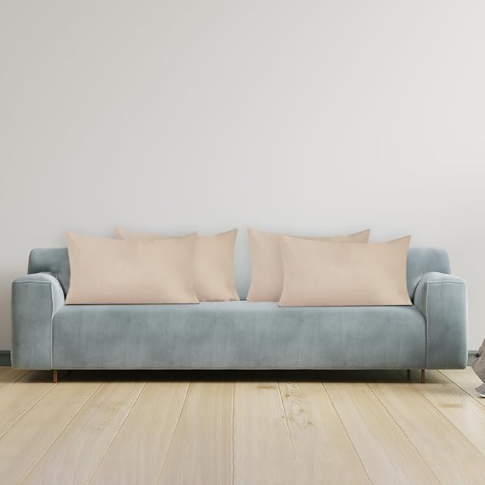 Covers & All Premium Square Throw Pillow Inserts with Covers Set of 4, 14 x 22 Inches Beige, Decorative Cushions for Couch Sofa Home Decor Office Travel UV Resistant Waterproof Soft Cushions Pillows