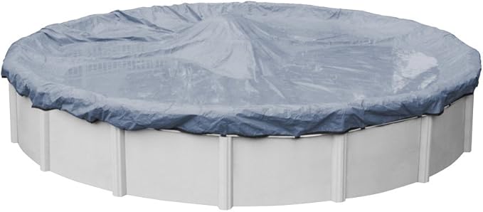 Robelle 30 ft Commercial Blue Winter Pool Cover for Above Ground Pools, 4 ft Overlap (34 ft Cover Size), Solid 12 x 12 Scrim, 3.7 oz/yd2, 18-Year Warranty, Style: 3430-4