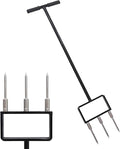 Lawn Aerator, Core Aerator Lawn Tool, Stainless Steel 3-Corer Lawn Hand Aeration – Manual Yard Plug Aerator for Compacted Garden Soil, Garden Care, Gardening Core Aeration Tool (Spike Tine)