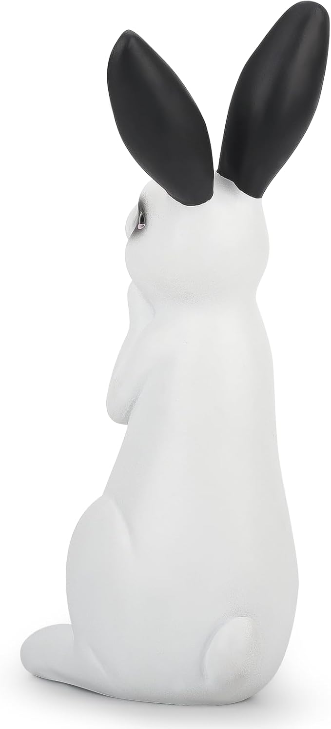 Resin Rabbit Figurine Modern Style Sculpture Statue Collectible Figurines for Home, Bedroom, Living Room, Cabinets, Office, Bookshelf, Desktop Decor