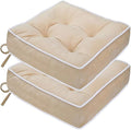 ERWUDEling Outdoor Tufted Chair Cushion Set of 2 Waterproof and Fade-Resistant Chair Pads with Ties 19x19x5 inch for Patio Dining Chairs Indoor/Outdoor Use,Apricot