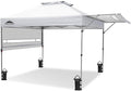 EAGLE PEAK 17x10 Pop up Gazebo Canopy Tent Outdoor Instant Canopy Shelter with Adjustable Dual Half Awnings (White)