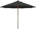 California Umbrella 9' Premium Commercial Hardwood Patio Umbrella, Manual Lift With Sunbrella Black Fabric