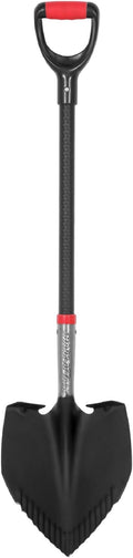 SHARK ATTACK Heavy Duty Garden Shovel 43.3 inch with D-Grip Handle, 6.3'' Serrated Steel Blade for Digging and Landscaping, Beach Shovel, Car Snow Shovel