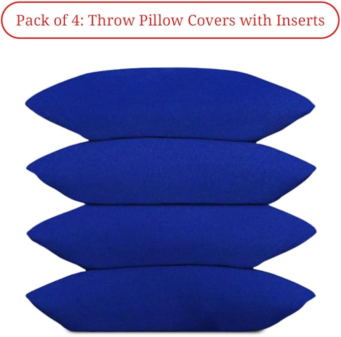 Covers & All Premium Rectangle ThrowPillow Inserts with Covers Set of 4, 20 x 26 Inches Blue, Decorative Cushions for Couch Sofa Home Decor Office Travel UV Resistant Waterproof Soft Cushions Pillows
