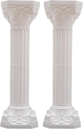 Roman Column Pedestal, Plastic White Columns for Weddings Indoor/Outdoor Roman Pillar Stand for Table Sculptures, Vase, Garden Decor (2PCS, 10.6 x 34.6 Inch Round)