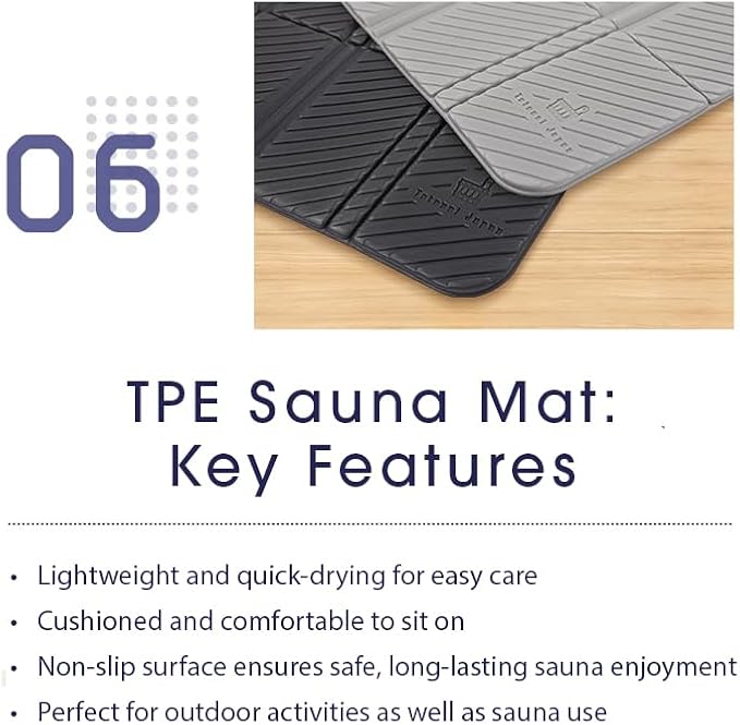 Sauna Mat/Personal Seat Pad – for Sauna, Spa, and Outdoor Use Gray