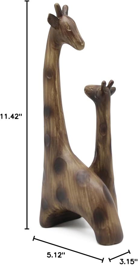 Lukitas Giraffes Statue and Sculpture Decor, Mom-and-Baby Giraffe Figurine, Creative Desktop Decorative Ornaments, Resin 11.5''