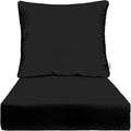 RSH DECOR: Deep Seating Cushion with Pillow Back | 24” x 27” Seat | All-Weather Spun Fabric | Water and Fade-Resistant | Outdoor Chair Cushion Set for Patio Furniture | Black