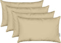 RSH DECOR: Sunbrella Lumbar Throw Pillows Set of 4 | 20" x 12" | Water and Fade-Resistant Performance Fabric | Outdoor Pillow Covers with Down-Alternative Inserts | Canvas Antique Beige