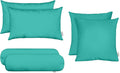 RSH DECOR: 6-Pack Sunbrella Pillow Set | Water & Fade-Resistant | 17" Square, 20" x 12" Lumbar, 20" x 6" Neck Roll | Outdoor Pillows for Patio Furniture | Canvas Aruba