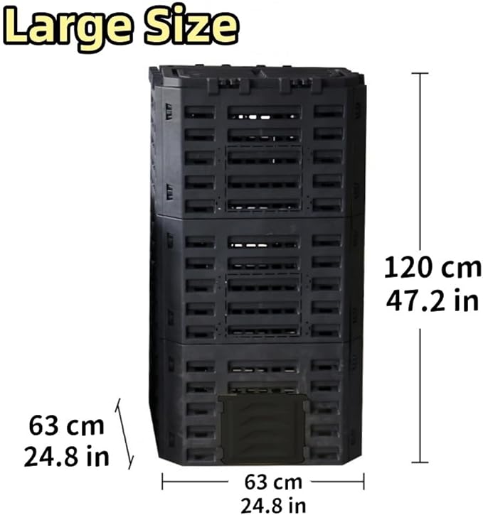 Large Fertilizer Fermentation Box, Plastic Compost Bin, Lightweight Outdoor Composting Box Suitable for Garden, Courtyard and Kitchen(Yellow,Large)