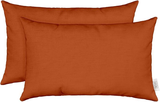 RSH DECOR: Sunbrella Lumbar Throw Pillows Set of 2 | 20" x 12" | Water and Fade-Resistant Performance Fabric | Outdoor Pillow Covers with Down-Alternative Inserts | Canvas Tuscan