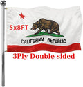 Jayus Double Sided California Republic Sates Flags 5x8 FT Outdoor - Vivid Colors 3Ply Cali CA Bear Flags Banners- Heavy Duty 100% Polyester with 3 Brass Grommets