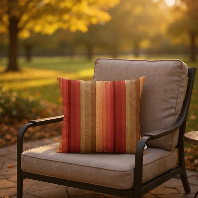 RSH DECOR: Sunbrella Square Throw Pillows Set of 2 | 17" x 17" | Water and Fade-Resistant Performance Fabric | Outdoor Pillow Covers with Down-Alternative Inserts | Astoria Sunset - Made in USA