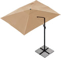 Sunnyglade 10x13Ft Cantilever Patio Umbrella Rectangular Deluxe Offset 360°Rotation & Integrated Tilting System Hanging Umbrella for Market Garden Deck Pool Backyard Patio (Tan)
