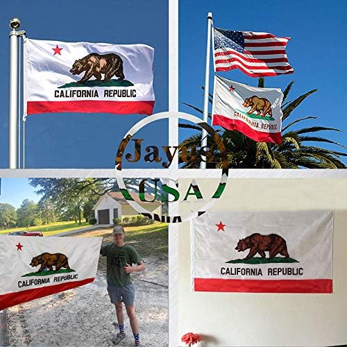 Jayus Double Sided California Ca State Flags 4x6 FT Outdoor - 320D Heavy Duty Nylon Republic of Californian Cali Bear Flag Banner with 2 Grommets