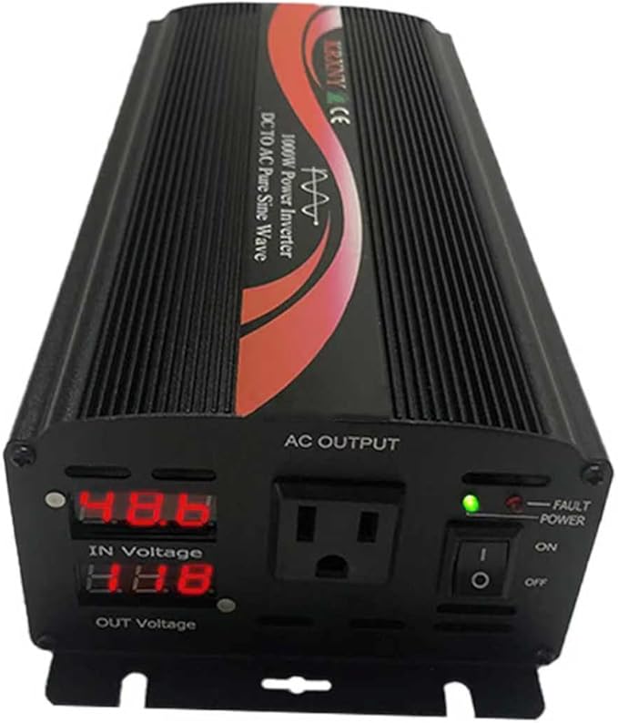 1000W Pure Sine Wave Power Inverter 48V DC to 110V 120V AC 60HZ with LED Display US Output Socket for RV Camping Home Solar