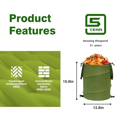 Reusable Lawn and Leaf Garden Bag, Collapsible/Pop Up Trash Can, 18x22 in Garbage Can and Recycling Bin with Lid for Home Storage, Laundry, Camping, Garden (2Pcs-Green 24 Gallons)