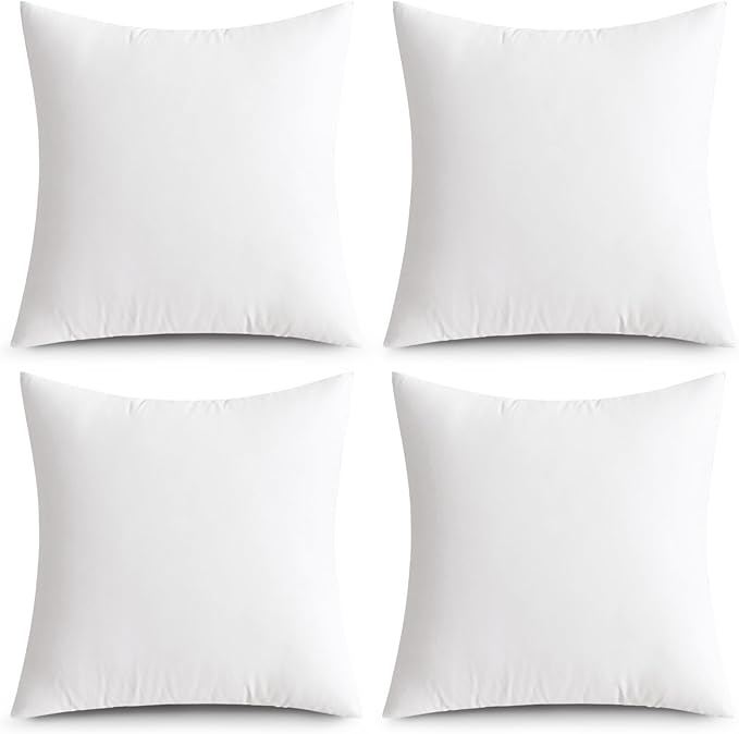 MIULEE Pack of 4 22x22 Inch Outdoor Pillow Inserts Waterproof Decorative Throw Pillow Insert, Square Lumbar Garden Pillow Form for Patio Sofa Couch