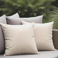 18" x 18" Throw Pillows, Outdoor Waterproof Pillows with Inserts, Square Decorative Pillows for Patio Furniture Garden Couch Sofa Home(Light Khaki, Set of 2)