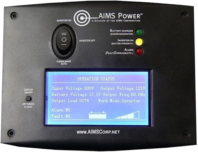 AIMS Power 4000 Watt / 12000 Watt Peak Pure Sine Inverter Charger 12 Volt DC to 120 Volt AC with LCD Remote