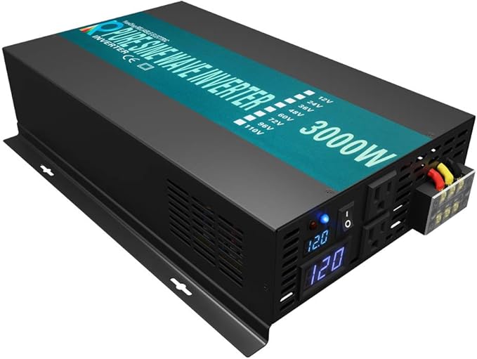 Reliable 3000W High Efficiency Pure Sine Wave Solar Power Inverter 12V 120V 60Hz Power Converter LED Display