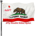 Jayus Double Sided California Ca State Flags 4x6 FT Outdoor - 320D Heavy Duty Nylon Republic of Californian Cali Bear Flag Banner with 2 Grommets