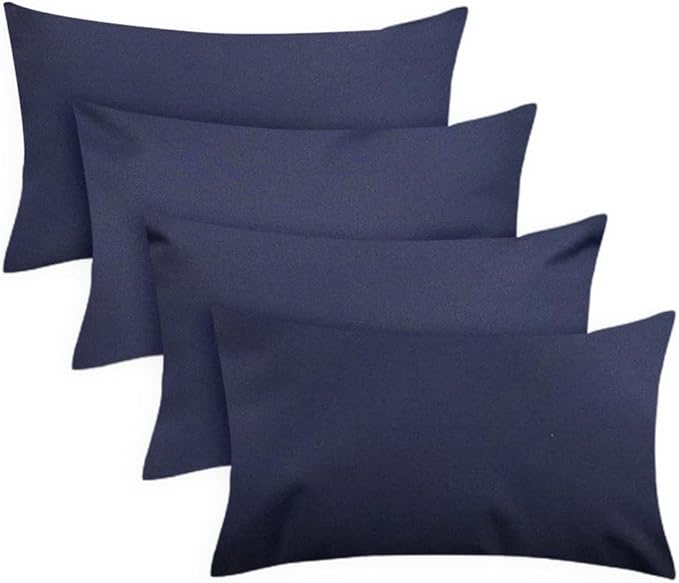 Covers & All Premium Square Throw Pillow Inserts with Covers Set of 4, 20 x 26 Inches Navy Blue, Decorative Cushions for Couch Sofa Home Decor Office Travel UV Resistant Waterproof Soft Cushions