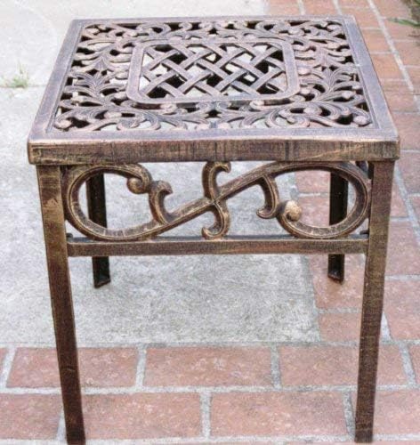 Oakland Living Mississippi Cast Aluminum End Table, 18-Inch, Antique Bronze