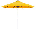 California Umbrella 9' Premium Commercial Hardwood Patio Umbrella, Manual Lift With Sunbrella Sunflower Yellow Fabric