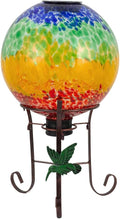 Stargarden Solar Powered Gazing Ball, 10 Inch Glass Gazing Globe, Decorative Gazing Balls with Metal Ball Stand, Colorful Solar Globes for Patio, Lawn, Garden Decor