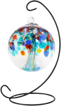 Dale Tiffany AC25003-D3 Rainbow Tree of Life Hand Blown Art Glass Ornament Witch Globe Gazing Ball, Devotion, 3" Diameter with Hanging Stand