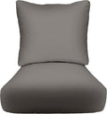 RSH DECOR Deep Seating Cushion with Pillow Back | 24” x 26” x 5" Seat | Water and Fade-Resistant Spun Fabric | Made in USA | Outdoor Chair Cushion Set for Patio Furniture (Charcoal Grey)