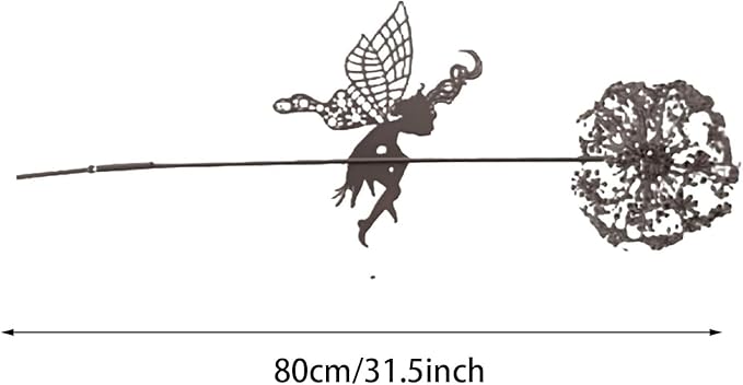 Flower Fairy Dancing with Dandelion, Art Sculpture Fairies for Fairy Garden, Angel Metal Ornaments Gardens Art Sculpture, Outdoor Decorations for The Courtyard, Christmas and Halloween Lawn (A)