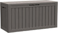 BTEXPERT 80 Gallon Outdoor Storage Container Deck Box with Metal Support Rods for Patio Furniture Garden Tools Cushions Waterproof Lockable UV Resistant Resin