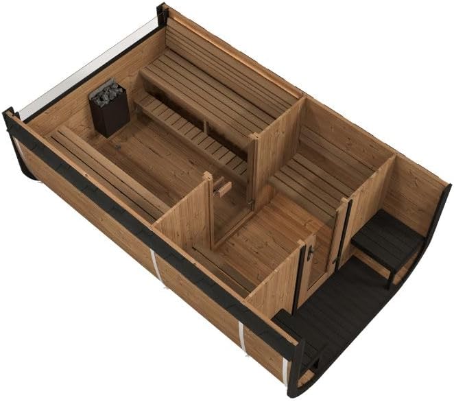Model CL12GCP, Cube-Series Outdoor Home Sauna Suite Kit, Up to 8 Persons (Sauna Heater and Sauna Stones Included) (HIVE MINI 11 WiFi - Gold)
